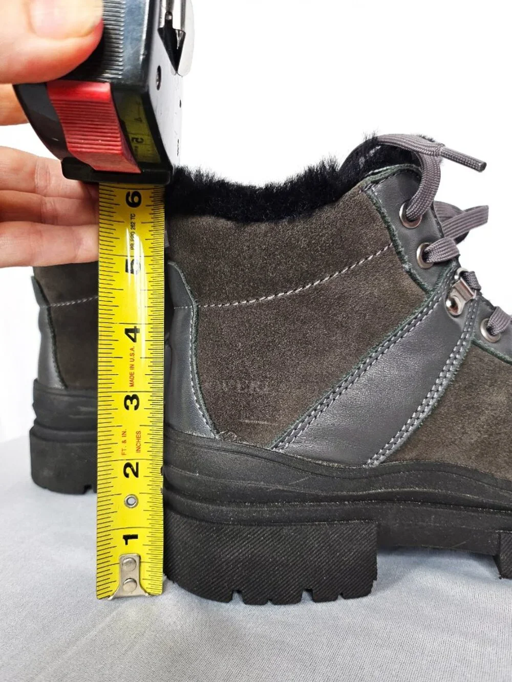 Overland Ronda Shearling Lined Boots | Gray Suede Leather | EU 37 (US 6.5)